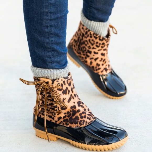 Leopard Print Side Laced Duck Boots - Picture 5 of 9